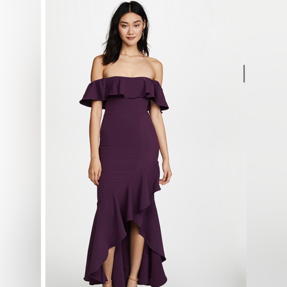 CABRERA OFF-THE-SHOULDER RUFFLE DRESS IN DEEP PURPLE size 10 nwt